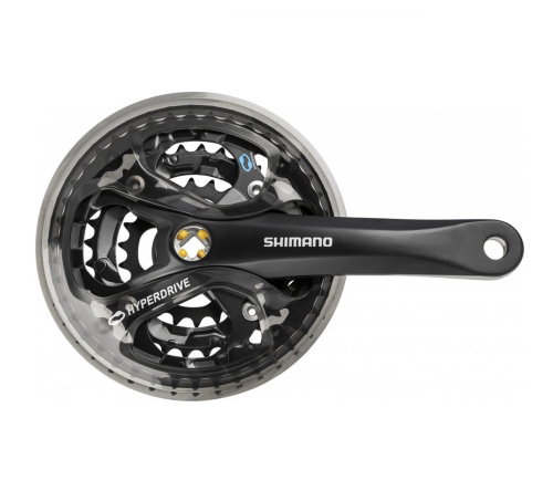 Система Shimano Acera M361, 42/32/22T, 3х8 ск., 175 мм, квадрат, защита, инд. упаковка, черный.