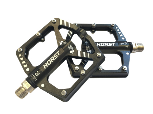 Педали 00-170855 алюм. H577 широкие, ось Cr-Mo с 1-м герм. промподш.+1DU, 99*101*11мм,  324 г черные HORST