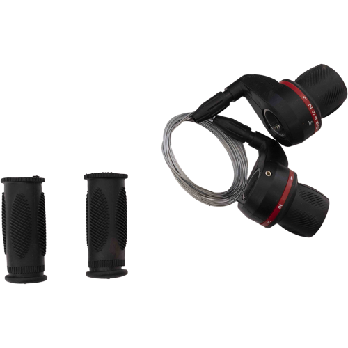 Комплект ручек перекл. скор. (001) (ревошифт) 3х7 + ручки руля + тросики ( КРАСНО-ЧЁРНЫЕ)