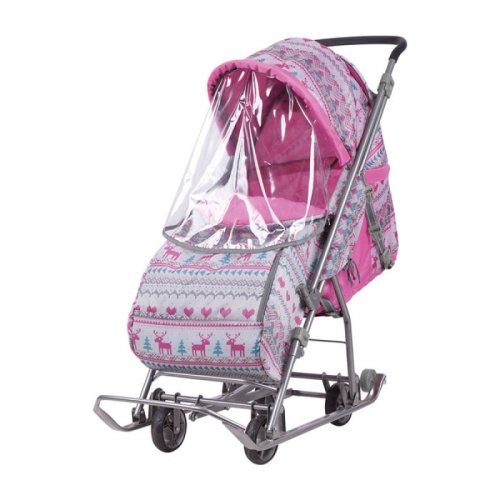 Санки-коляска "Умка 3-1", арт. У3-1/3 вязанный розовый, Nika