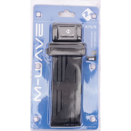 Замок 5-230194 вело складной 875мм автом.6 стальных пластин держ-ль в компл. черный (12) M-WAVE