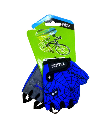 Перчатки 08-202029 детские лайкра SPIDER сине-черные, р-р 8/L (для 6-8 лет), GRIP GEL, с петельками,