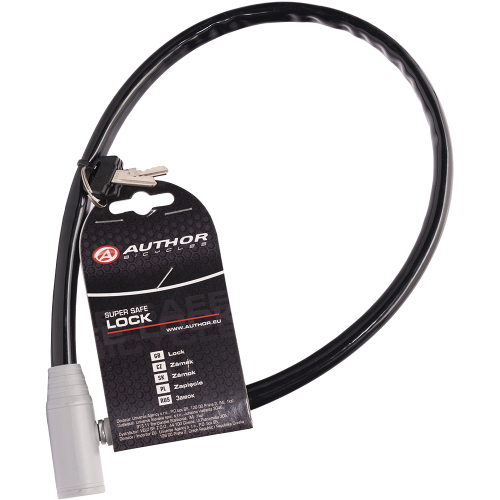Замок с ключом AUTHOR ACL-04, 8-17062001, тросовый, 6х600мм, черный