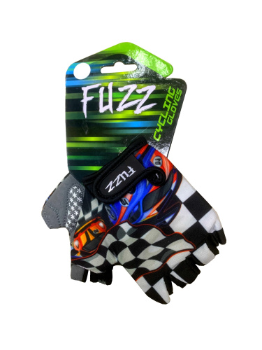 Перчатки 08-202063 детские лайкра RACE CARS бело-черные, р-р 8/L (для 6-8 лет), GRIP GEL, с петелька