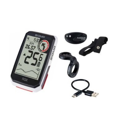 Велокомп. 4-001063 ROX 4.0 (White) HR Set 30 функций, с датчиком пульса, GPS, BLUETOOTH (Android, IOS) белый SIGMA NEW