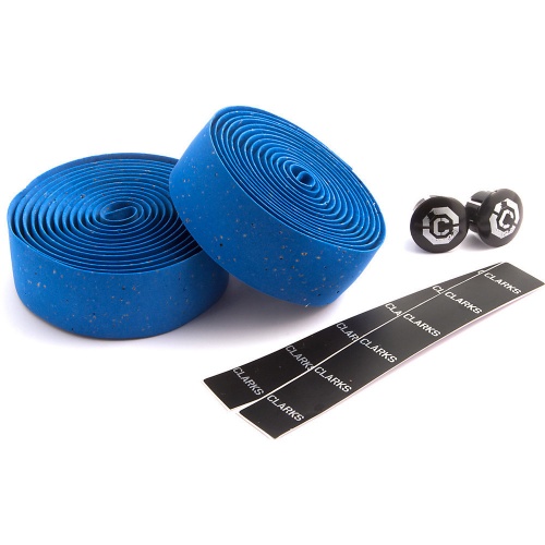 Лента на руль 3-160 CHBT корковая+крепеж+заглушки на руль синяя CLARKS