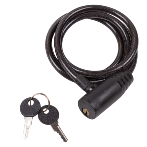 Замок тросовый с ключом Ø 8*1200 (001) цвет черный