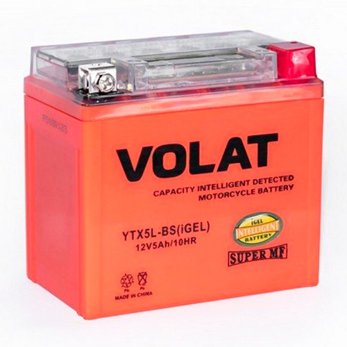 Аккумулятор VOLAT (5 Ah) 80 A, 12 V Обратная, R+ YTX5L-BS YTX5L-BS(iGEL) 113х70х106