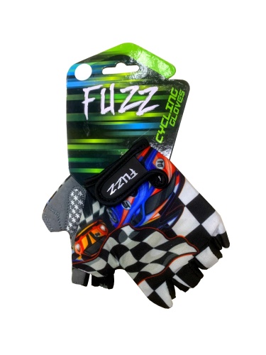 Перчатки 08-202061 детские лайкра RACE CARS бело-черные, р-р 4/S (для 2-4 лет), GRIP GEL, с петелька