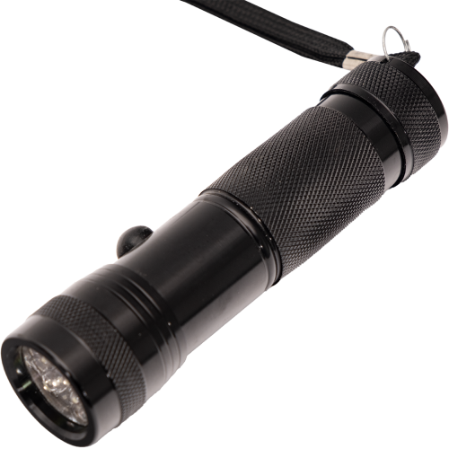 Фонарик (F 056) на 12 диодов (фонарик ручной черный метал)