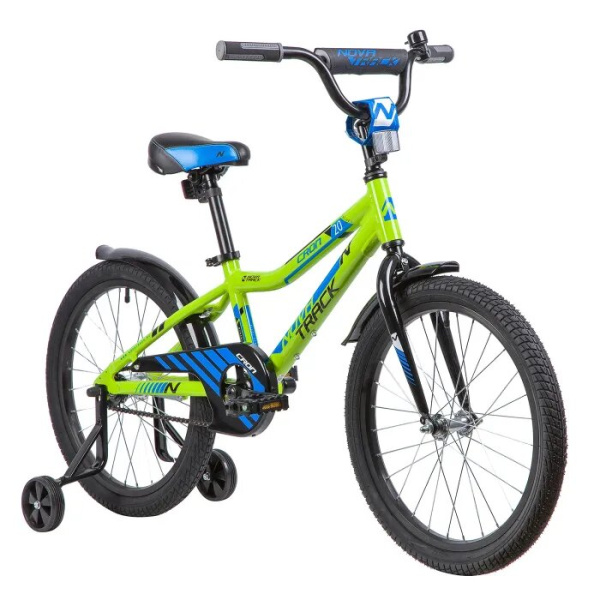 Велосипед NOVATRACK 20" CRON, зеленый, алюм.рама, тормоз нож, короткие крылья, нет багажника
