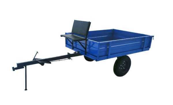 Телега ТПМ 2-441,консольное сидение-скамейка,500 кг,кузов-самосвал,разъемная Т-образная рама с водилом,ленточный тормоз,колеса 4.00-10, 2800х1200x1090