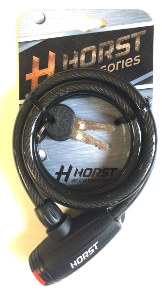 Замок 09-100162 вело 10х1200мм автом. на ключе с защитой черный HORST