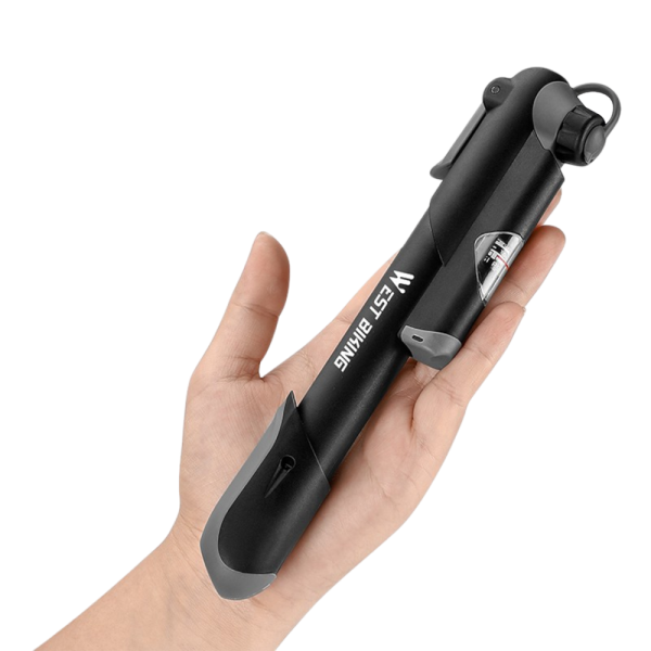 Ручной велонасос West Biking, алюм, нейлоновая ручка и основание, 9 Bar, компактный 27,5×4,2 см