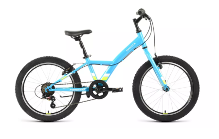 Велосипед FORWARD DAKOTA 20 1.0 (20" 6 ск. рост. 10.5") 2022, бирюзовый/ярко-зеленый, RBK22FW20583