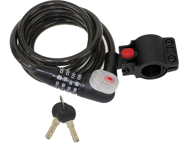 Замок 5-233855 вело кодовый+ключи 10х1800мм со светодиодом полупрозр. (40) M-WAVE