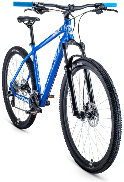 Велосипед FORWARD APACHE 29 X (29" 16 ск. рост 21") 2020-2021, синий/серебристый, 1BKW1M39D011