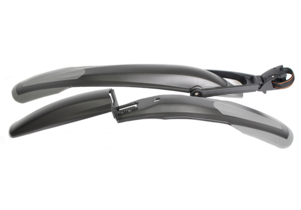 Крылья 00-170280 пластиковые 26-28" перед. в трубу вилки, зад. на подсед. штырь. черно-серые HORST