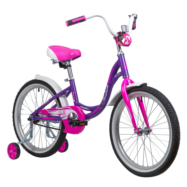 Велосипед  NOVATRACK 20", ANGEL, фиолетовый, алюм.рама., тормоз нож, крылья