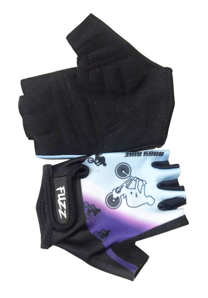 Перчатки 08-202043 детские лайкра BIKE бело-голубые, р-р 8/L (для 6-8 лет), GRIP GEL, на липучке FUZ