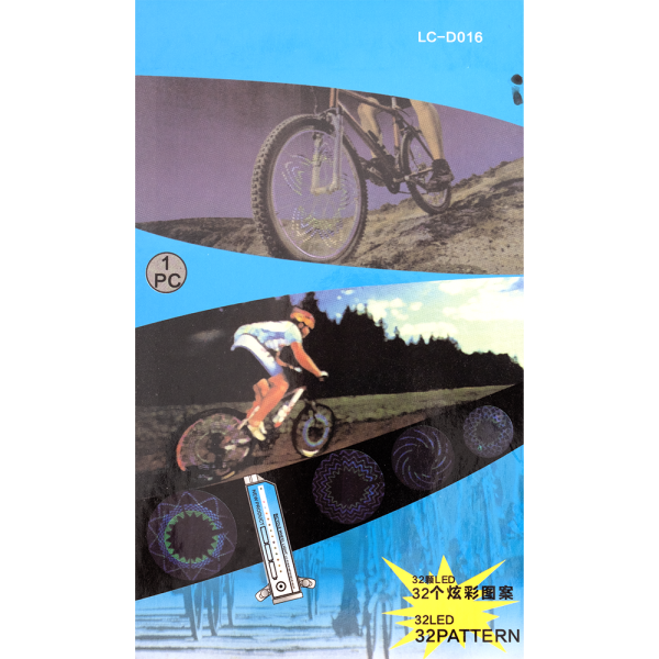 Голограмма на колесо с креплением на спицы (3хААА, 32 светодиода, LC-D016)