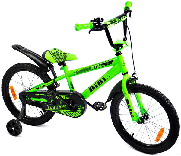 Велосипед  детский двухколесный BIBI 18" GO 18.SC.GO.GN0 black/green (П)