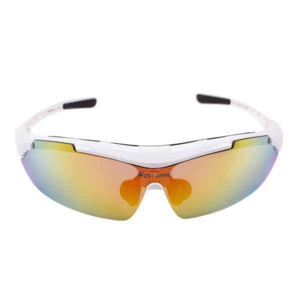 Велосипедные очки солнезащ. со сменными линзами+чехол, цвет: бело - черный, West biking