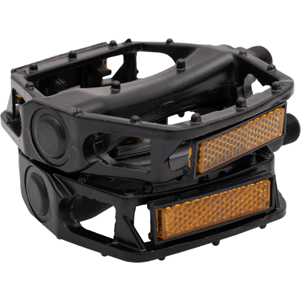 Педаль 20"-29" «МТВ» алюминиевая с катафотом на подшипниках (широкая) Резьба крепления М14,29х1,27мм. (9/16"х20tpi) Цвет: чёрный. Модель: 603-51. (303