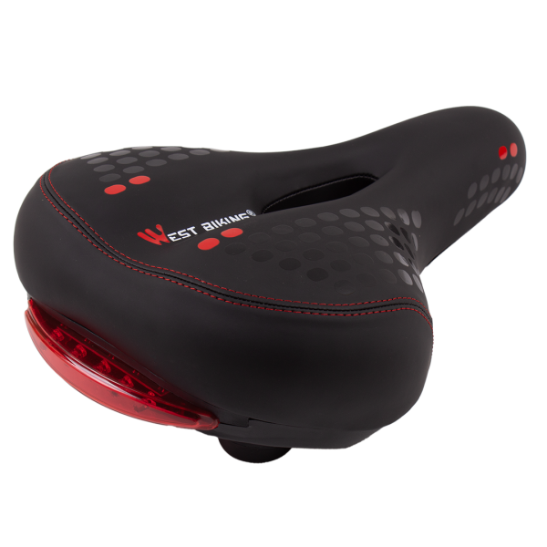 Седло West Biking MTB 083, пружины, фонарь, 21×31 см, 660 г, универсальное, замок в комплекте