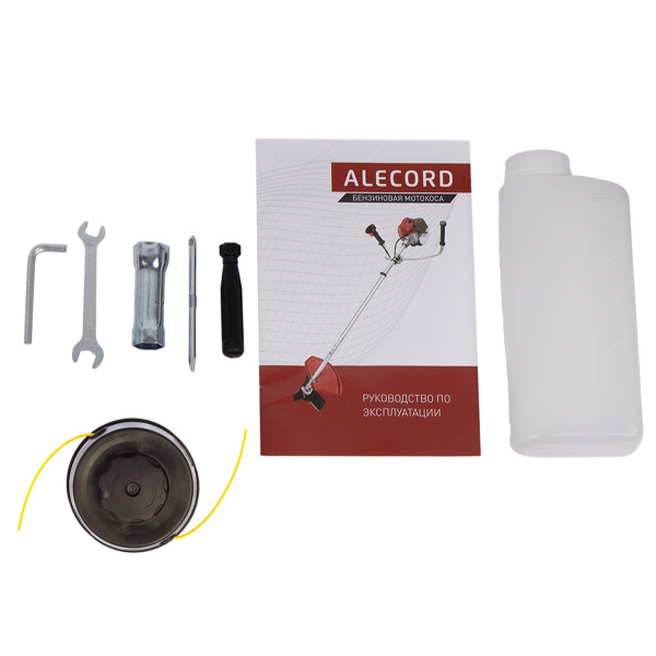Мотокоса бензиновая ALECORD TBR-52 HU, двигатель 52сс, 2,3 кВт / 3,1 лс, ручка газа STIHL, ранцевый ремень, головка Husqvarna T35-W, нож 3Т