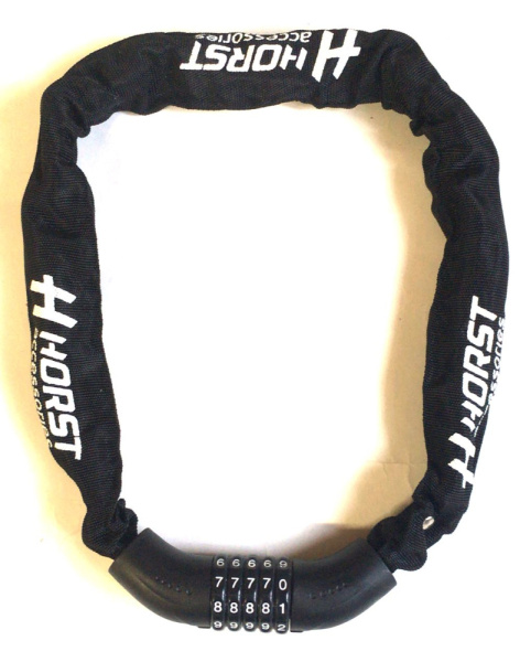 Замок цепной кодовый 8х900мм HORST 5-ти разр. черный, 09-100249 