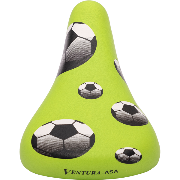 Седло VENTURA CHILD 5-251292 детское 210х138мм унив. эластом. 12-16" зеленое дизайн "FOOTBALL"