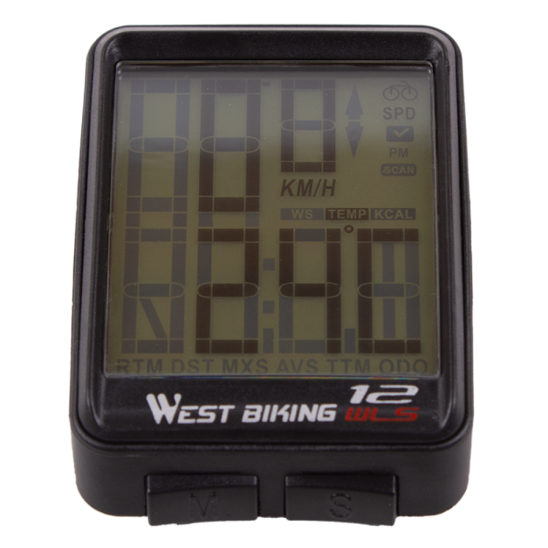Велокомпьютер беспроводной West Biking, 13 функций, IPX6, компактный размер 6×4,4×1,5 см