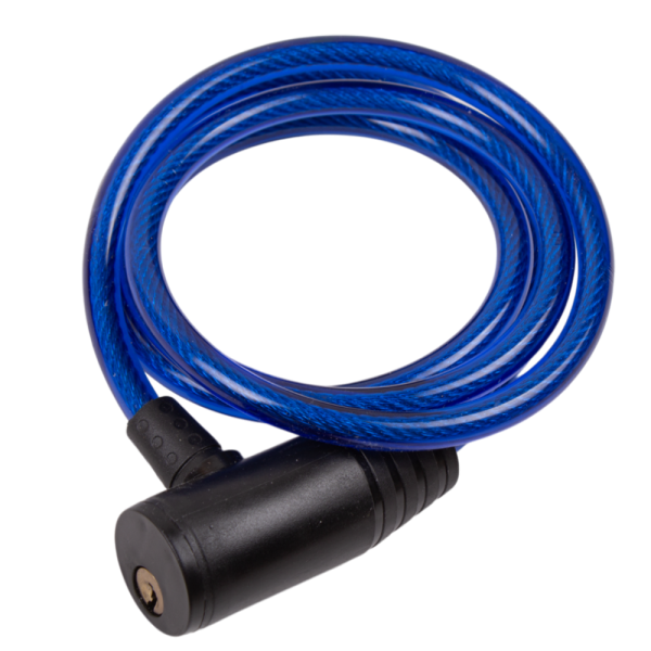 Замок тросовый с ключом Ø 10*1500 (008) цвет синий