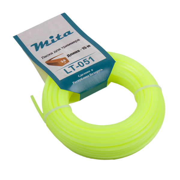 Леска для триммера MITA сечение квадрат диаметр 3,0 мм, моток 15 м, ЛТК 030015 MITA