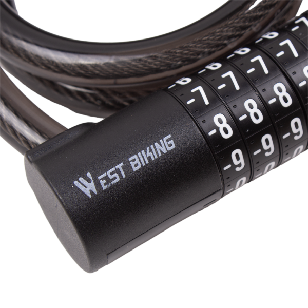 Противоугонный велосипедный замок West Biking 12*900 мм, кодовый 5-значный, сталь