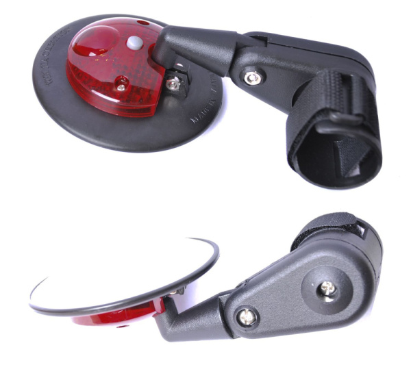 Зеркало 6-647158 круглое 3" панорам. с фонар. 3 степ. своб. крепл. на липучке (100) черное