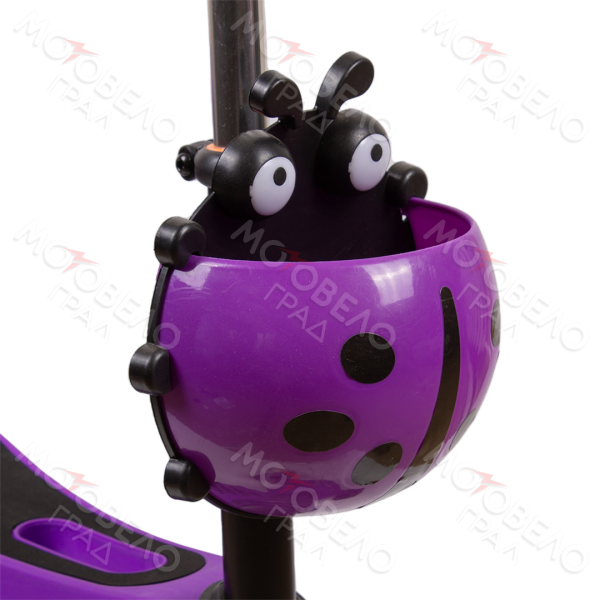 Самокат Novatrack Disco-kids Saddle PRO для детей, трансформер, свет.колеса PU 120*90мм, фиолетовый