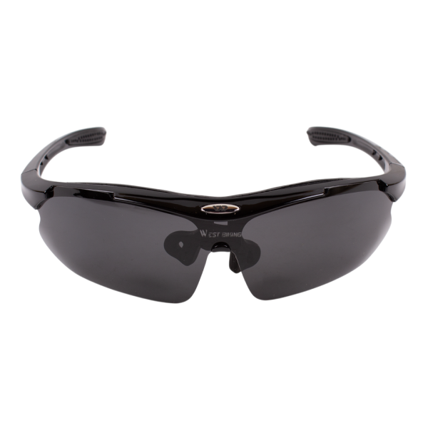 Велосипедные очки солнезащ. со сменными линзами+чехол, цвет: черно - серый, West biking