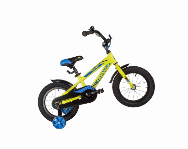 Велосипед NOVATRACK 14" DODGER алюм.,зелёный, тормоз нож, короткие крылья, полная защита цепи