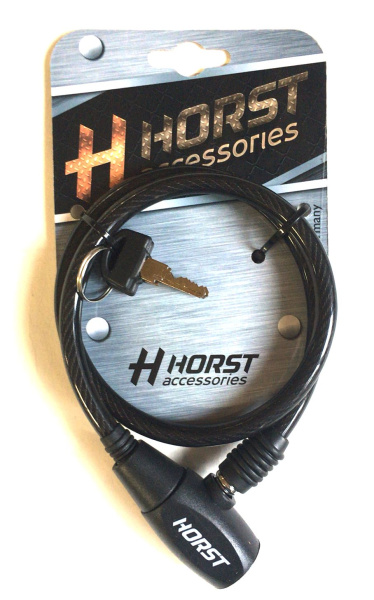 Замок 09-100050 вело 8х650мм автом. на ключе черный HORST