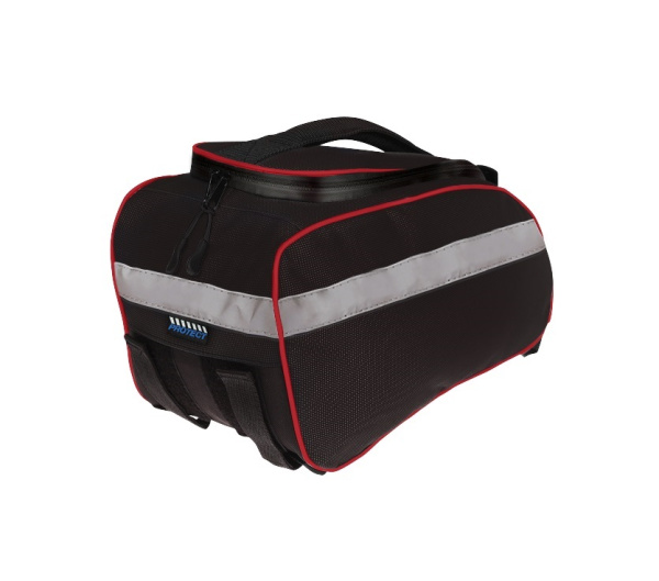 Сумка на багажник PROTECT, р-р 40х20х17 см, водонеп молния, цвет черно-красный кант