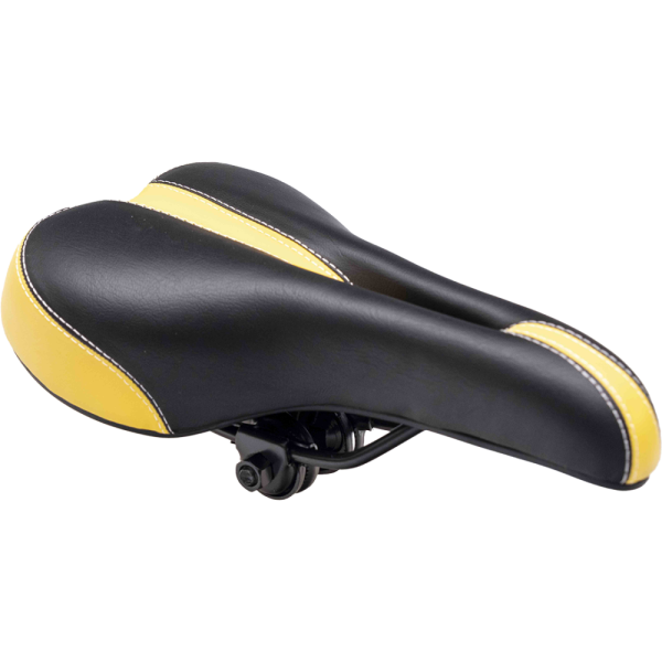 Седло велосипедное YW-AZ-103MHB, с замком, 260х160мм., черное с вставками (красн, желт, син, бел.) цвета