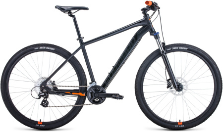 Велосипед FORWARD APACHE 29 X (29" 16 ск. рост 19") 2020-2021, черный матовый/черный, 1BKW1M39D006