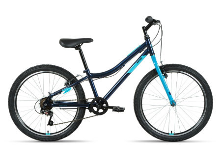 Велосипед ALTAIR MTB HT 24 1.0 (24" 6 ск. рост. 12") 2022, темно-синий/мятный, RBK22AL24090