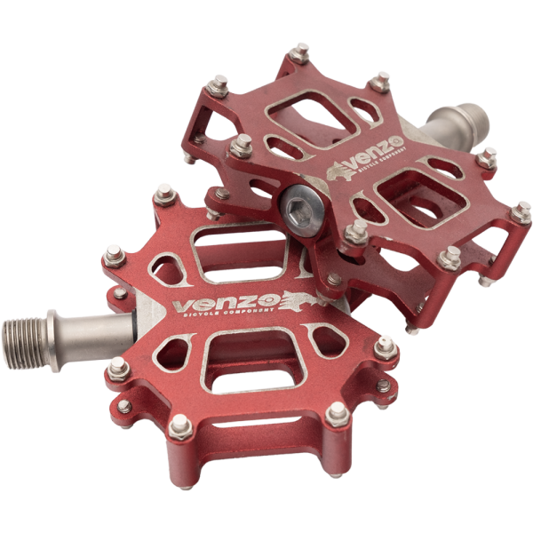 Педали VENZO DH VZ-E02D-002, красный 3D CNC ALLOY, ось: CR-MO
