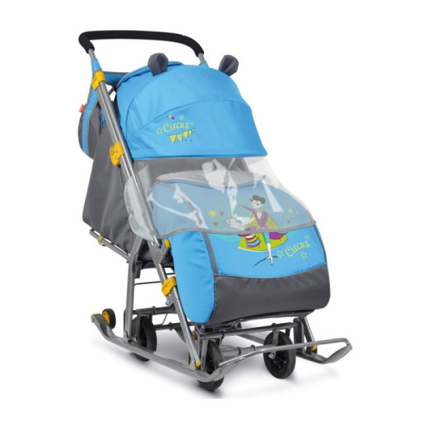 Санки-коляски "Ника Детям НД 7" с тигром, лимонный