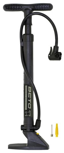 Насос напольный пласт. BETO, 5-470319, 11бар/160PSI универс. гол-ка на шланге, игла, черный