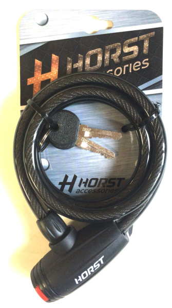 Замок 09-100162 вело 10х1200мм автом. на ключе с защитой черный HORST