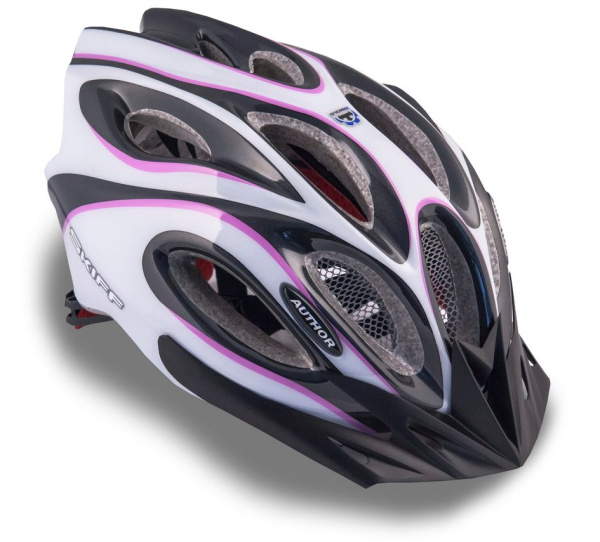 Шлем 8-9001265 спорт. с сеточкой Skiff 144 Prl жен. 14отв. INMOLD фиол.-белый 52-58см (10) AUTHOR